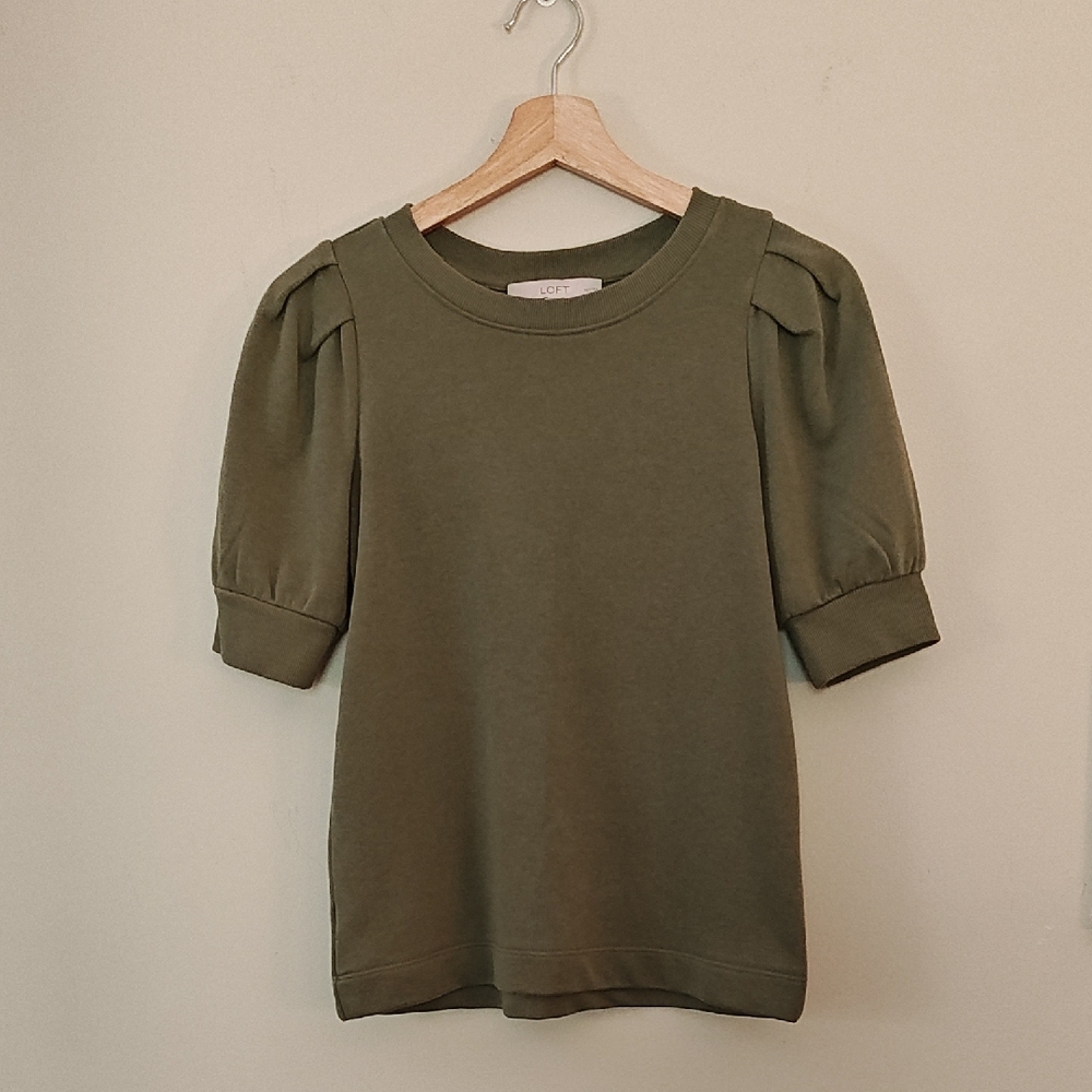 Elegant Olive Puff Sleeve Blouse